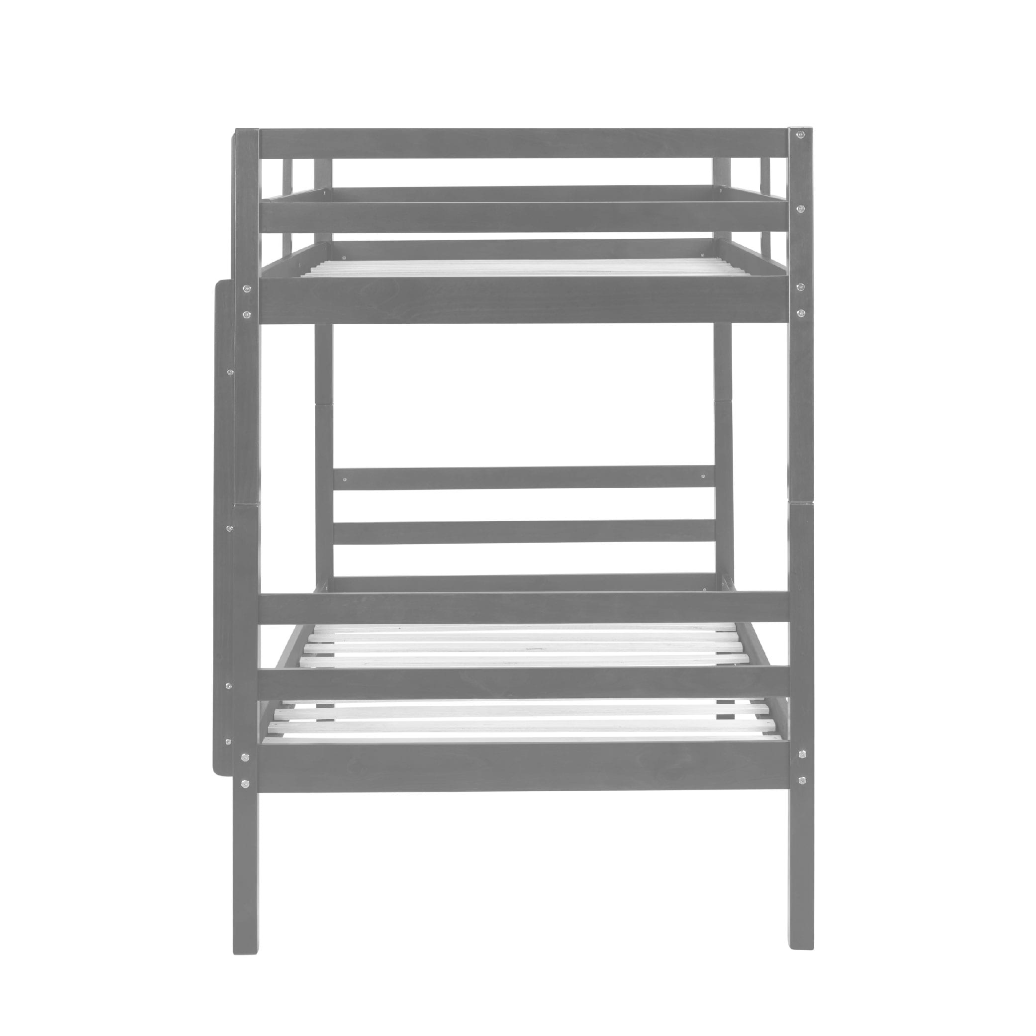 Twin Over Twin Bunk Bed With Ladder,Wooden Bunk Bed With High Guardrail And Ladder For Kids, Teens, Dorm Rooms, And Guest Rooms,No Box Spring Needed,Grey_voghion.com